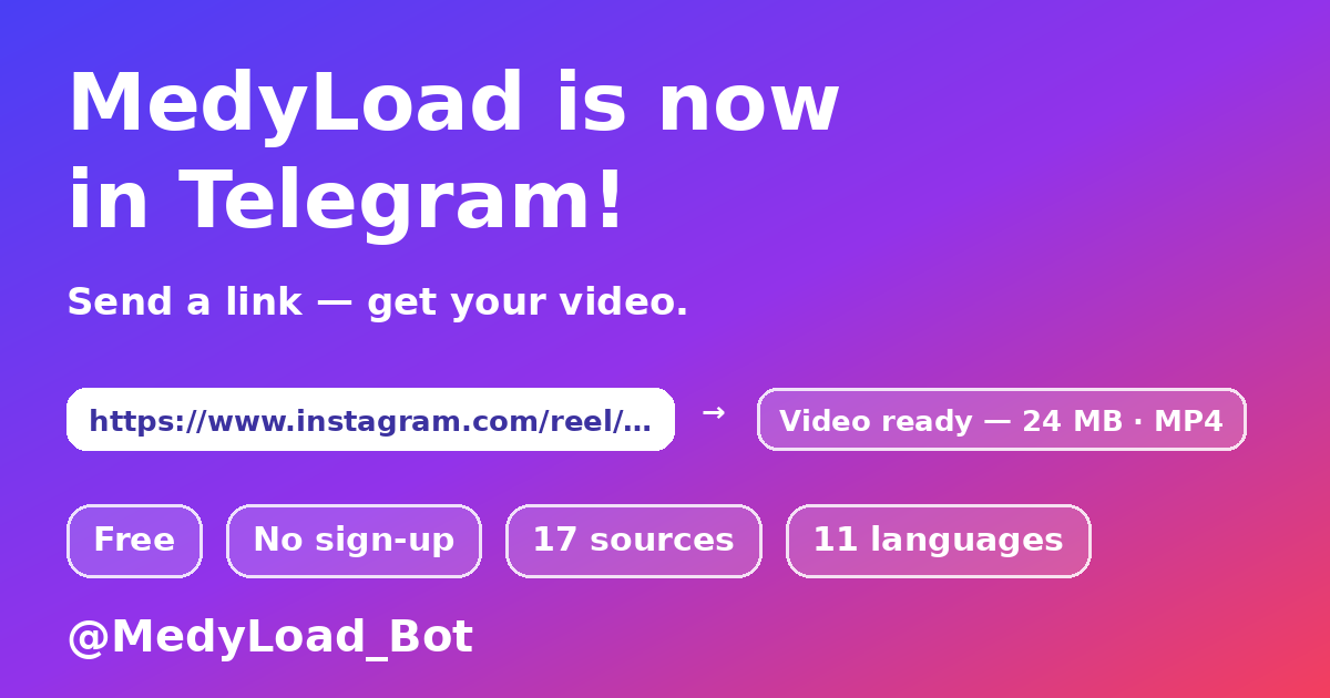 MedyLoad — бор кардани видео тавассути боти Telegram